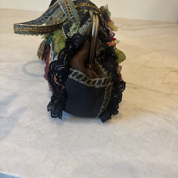 Real French Tapestry Ruffle Floral Bag – One of a Kind, Never Used, Romantic - Picture 7 of 13